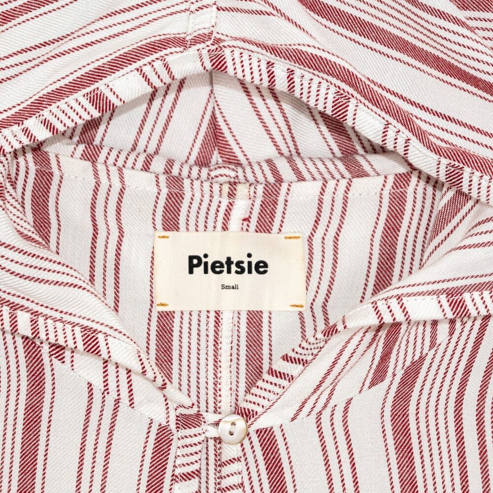 PIETSIE Women's Hoodie Caftan Dress Red Striped Size Small - Picture 4 of 11